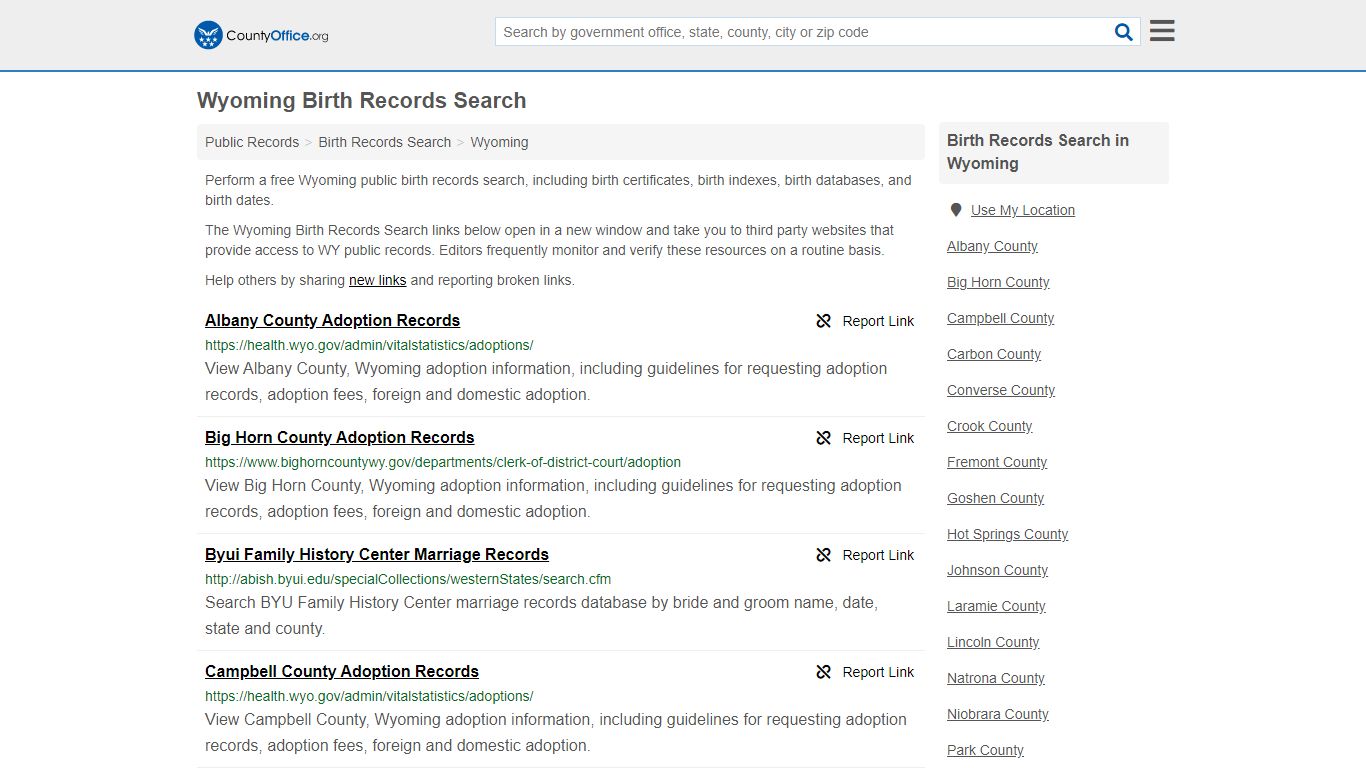Birth Records Search - Wyoming (Birth Certificates ...